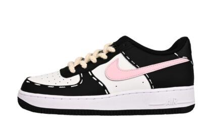 Custom Air Force 1 Shoes Black Pink Comic Line
