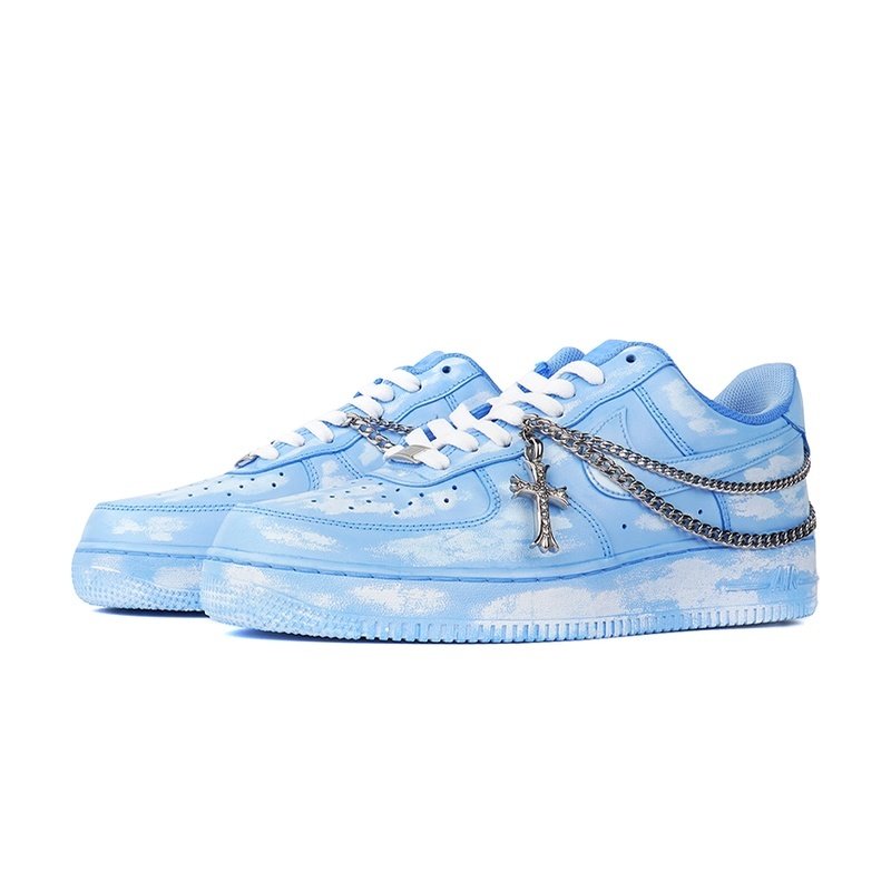 Custom Air Force 1 Shoes Blue Gray Skyline Dusty - Image 3