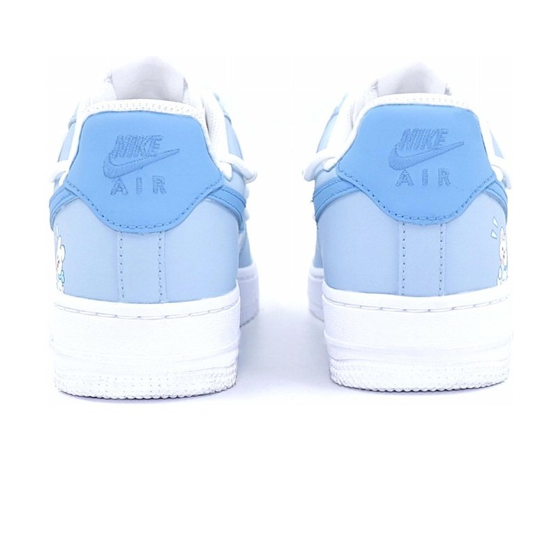 Custom Air Force 1 Shoes Blue White Sea Salt Milk Rabbit - Image 4