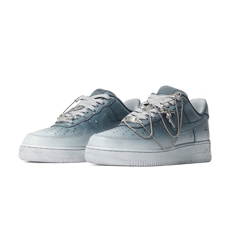 Custom Air Force 1 Shoes Gray White Punk Butterfly - Image 3