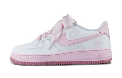 Custom Air Force 1 Shoes Pink Beige Bowknot Charm