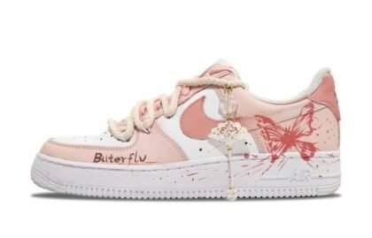 Custom Air Force 1 Shoes Pink White Butterfly Dance