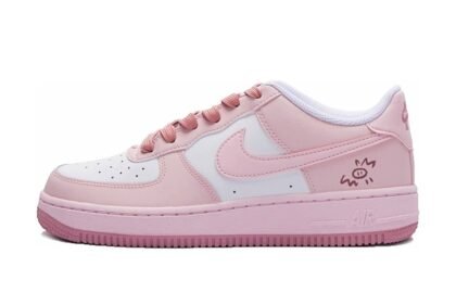 Custom Air Force 1 Shoes Pink White Creme Pig