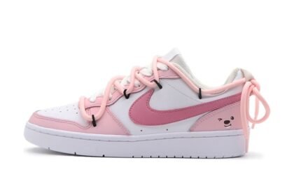Custom Court Shoes Pink White Bear Face
