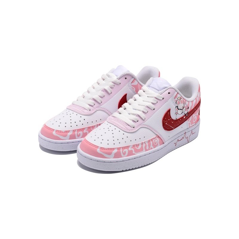 Custom Court Shoes Pink White Cupid Rose - Image 3