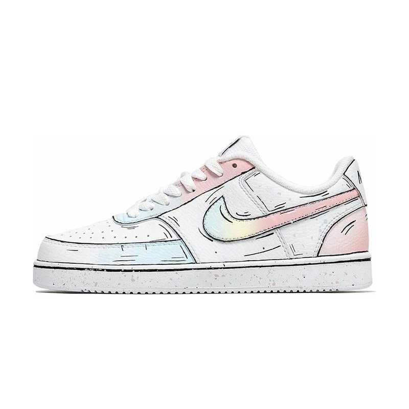 Custom Court Shoes White Pink Anime Style