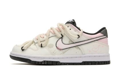 Custom Dunk Shoes Beige Pink Whale Dream