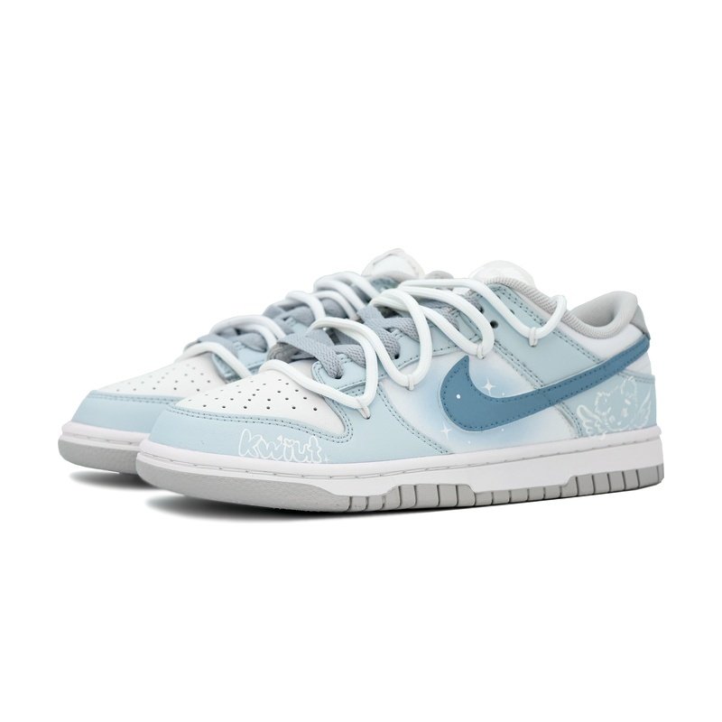 Custom Dunk Shoes Blue White Graffiti Angel - Image 3