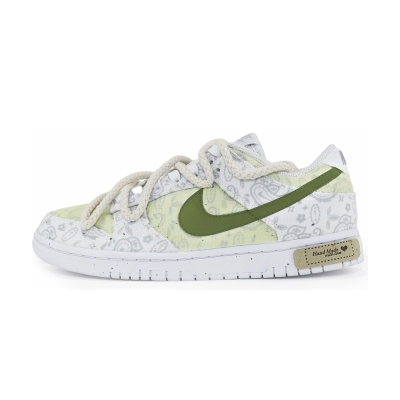 Custom Dunk Shoes Mint Olive Bandana Style