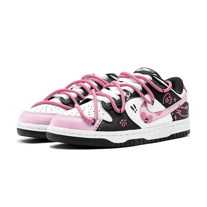 Custom Dunk Shoes Pink Black Cat Graffiti - Image 3