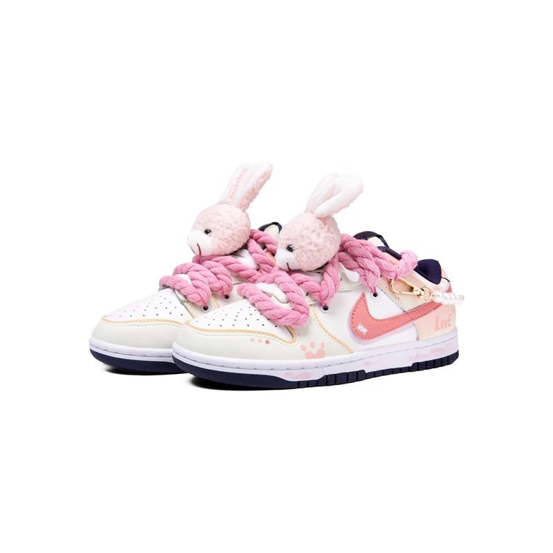 Custom Dunk Shoes White Pink Bunny Charm - Image 3