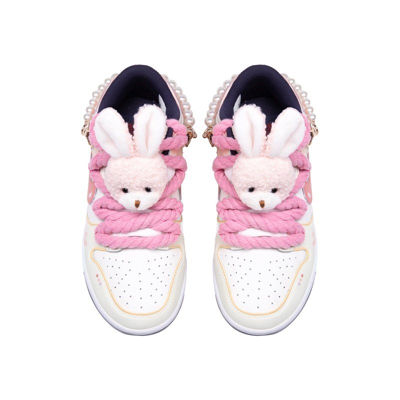 Custom Dunk Shoes White Pink Bunny Charm - Image 4