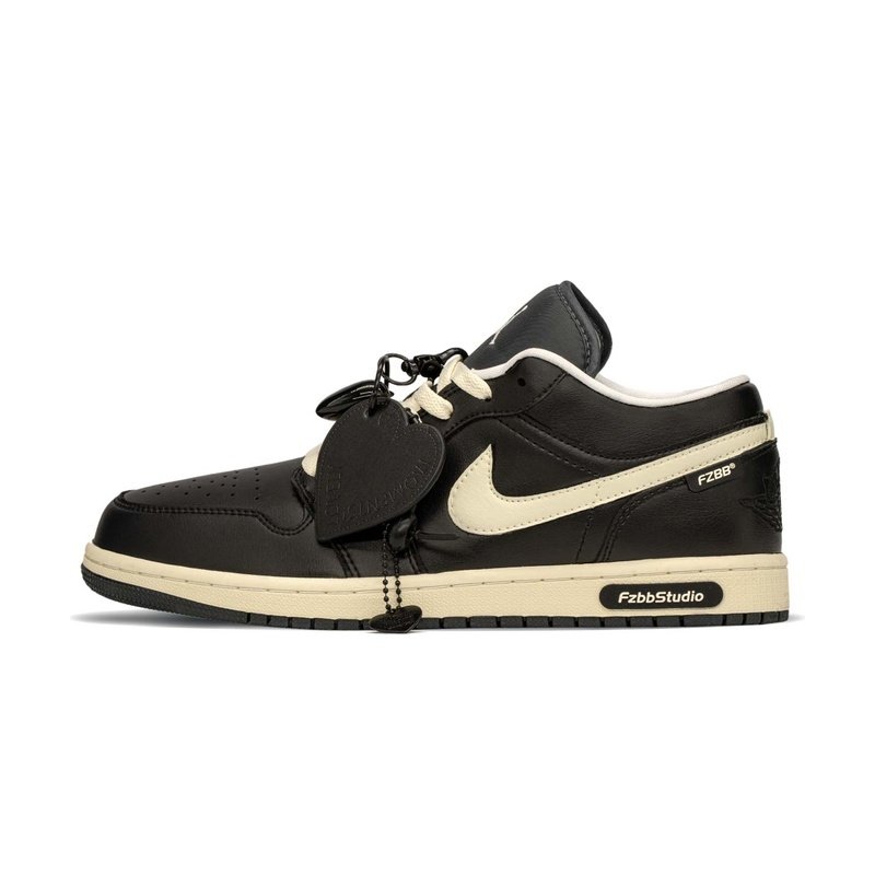 Custom Jordan Shoes Black Beige Black Rose