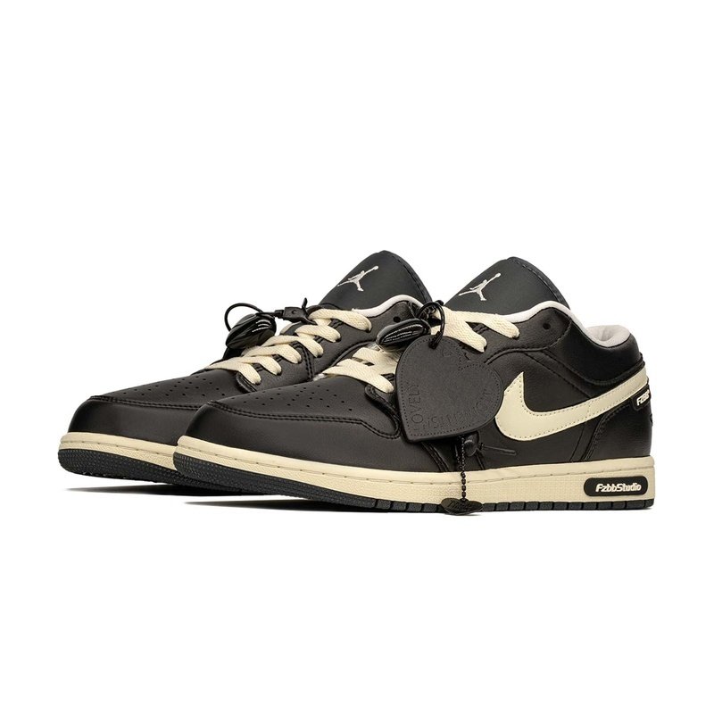 Custom Jordan Shoes Black Beige Black Rose - Image 3