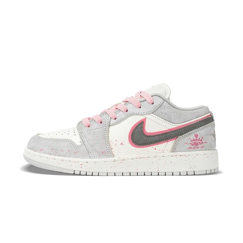 Custom Jordan Shoes Gray Pink Graffiti Street
