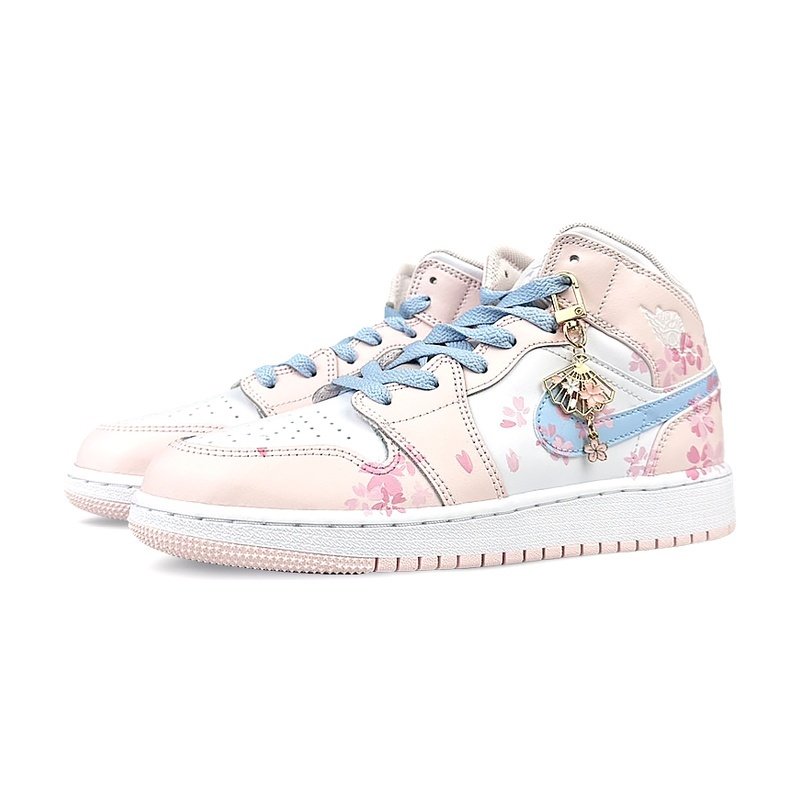Custom Jordan Shoes Pink Blue Sakura Dance - Image 3