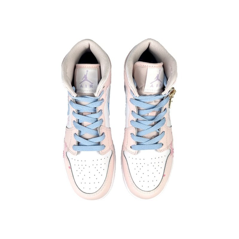 Custom Jordan Shoes Pink Blue Sakura Dance - Image 4