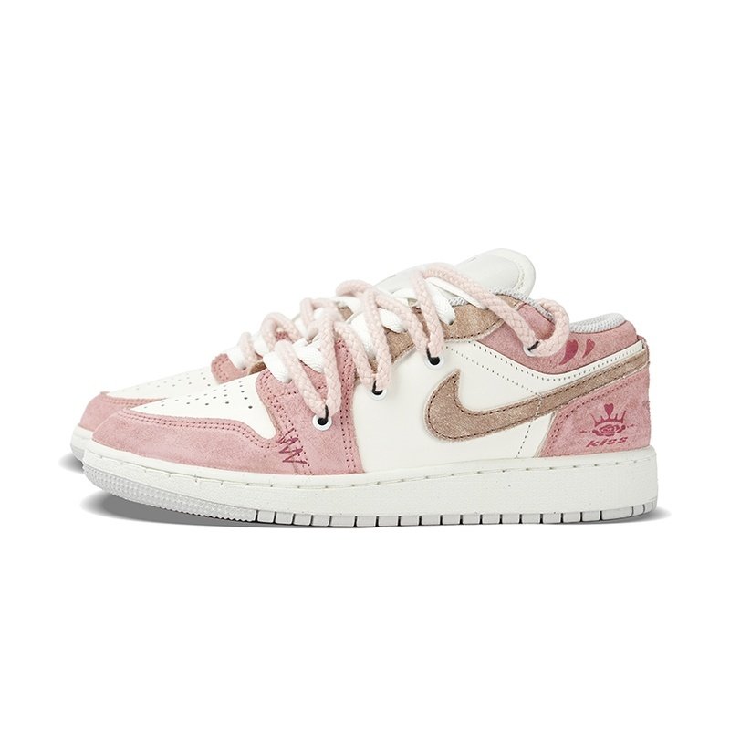 Custom Jordan Shoes Pink White Cherry Romance - Image 3