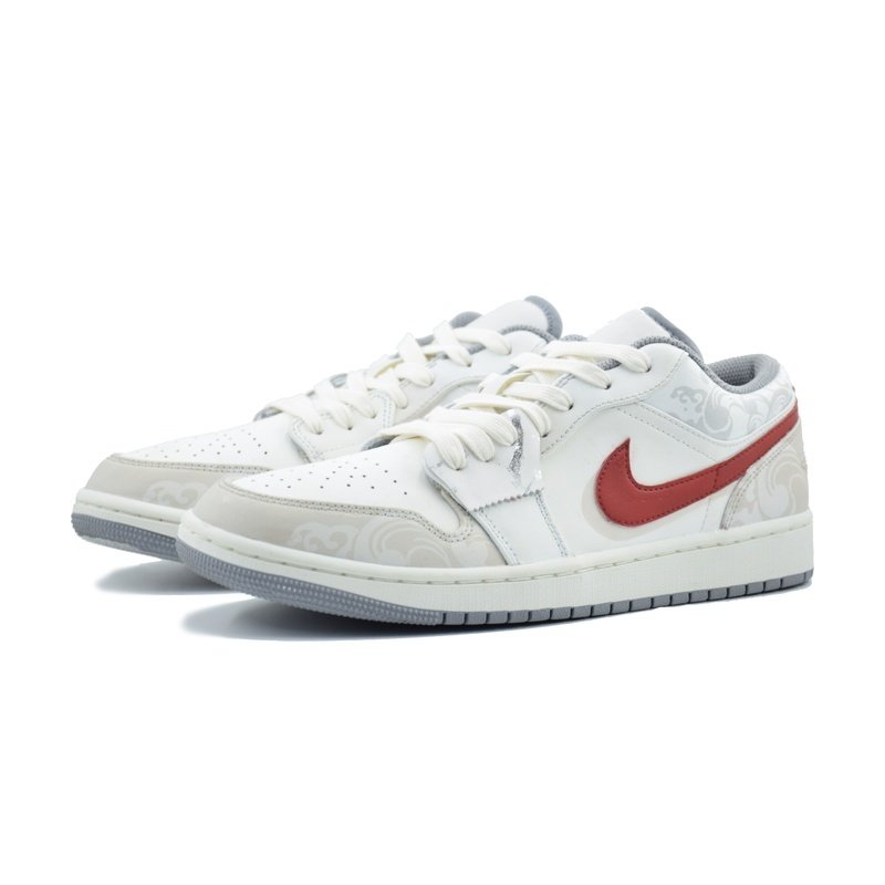 Custom Jordan Shoes White Gray Oriental Charm - Image 3