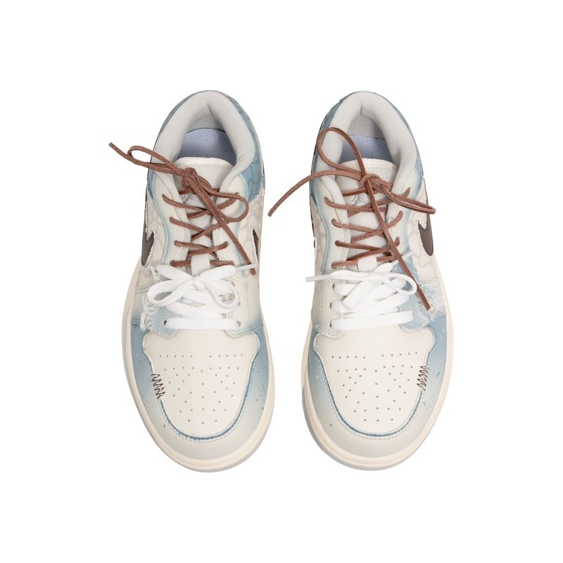 Custom Jordan Shoes White Gray Urban Vintage - Image 4